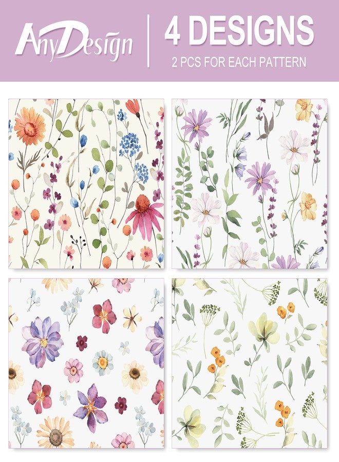 AnyDesign Floral Wrapping Paper Wild Flowers Gift Wrap Paper Bulk Decorative Flower Plants Art Paper for Wedding Birthday Baby Shower DIY Craft Gift Packing, 19.7 x 27.6 Inch, Folded Flat, 8 Sheet - Image 3